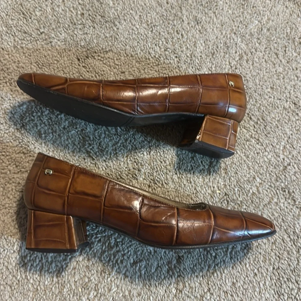 Etienne Aigner Leather Block Crocodile Dress Shoes Womens 6 Grandmacore Business - Picture 5 of 7